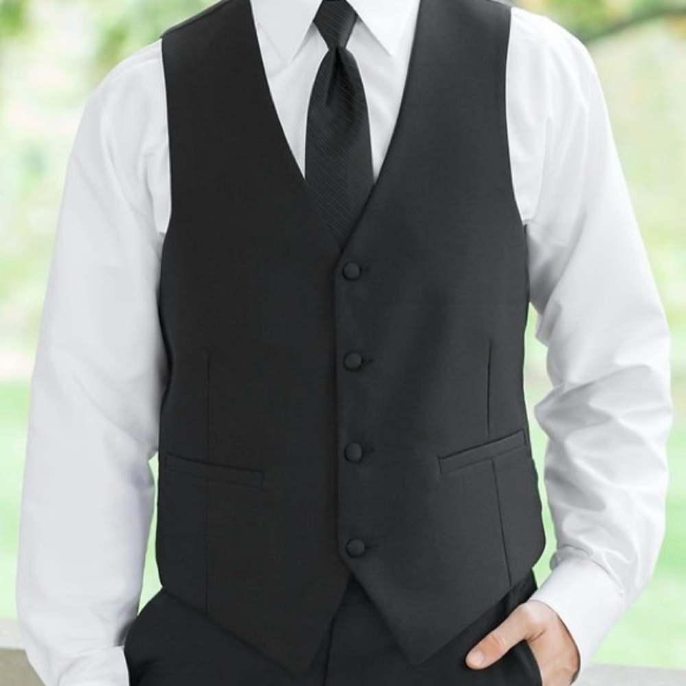 Fine Worsted Wool Formal Black Suit Vest Men’s XL